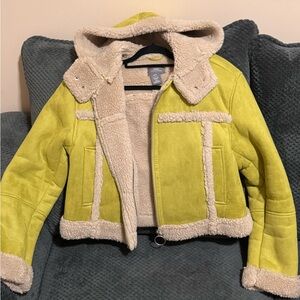 Urban Outfitters Lime Green Shearling Jacket